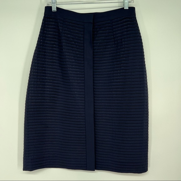 Brooks Brothers Black Fleece Wool Pleated Pencil Straight Skirt